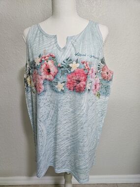 Blue 84 Light Blue Marbled Tank Top